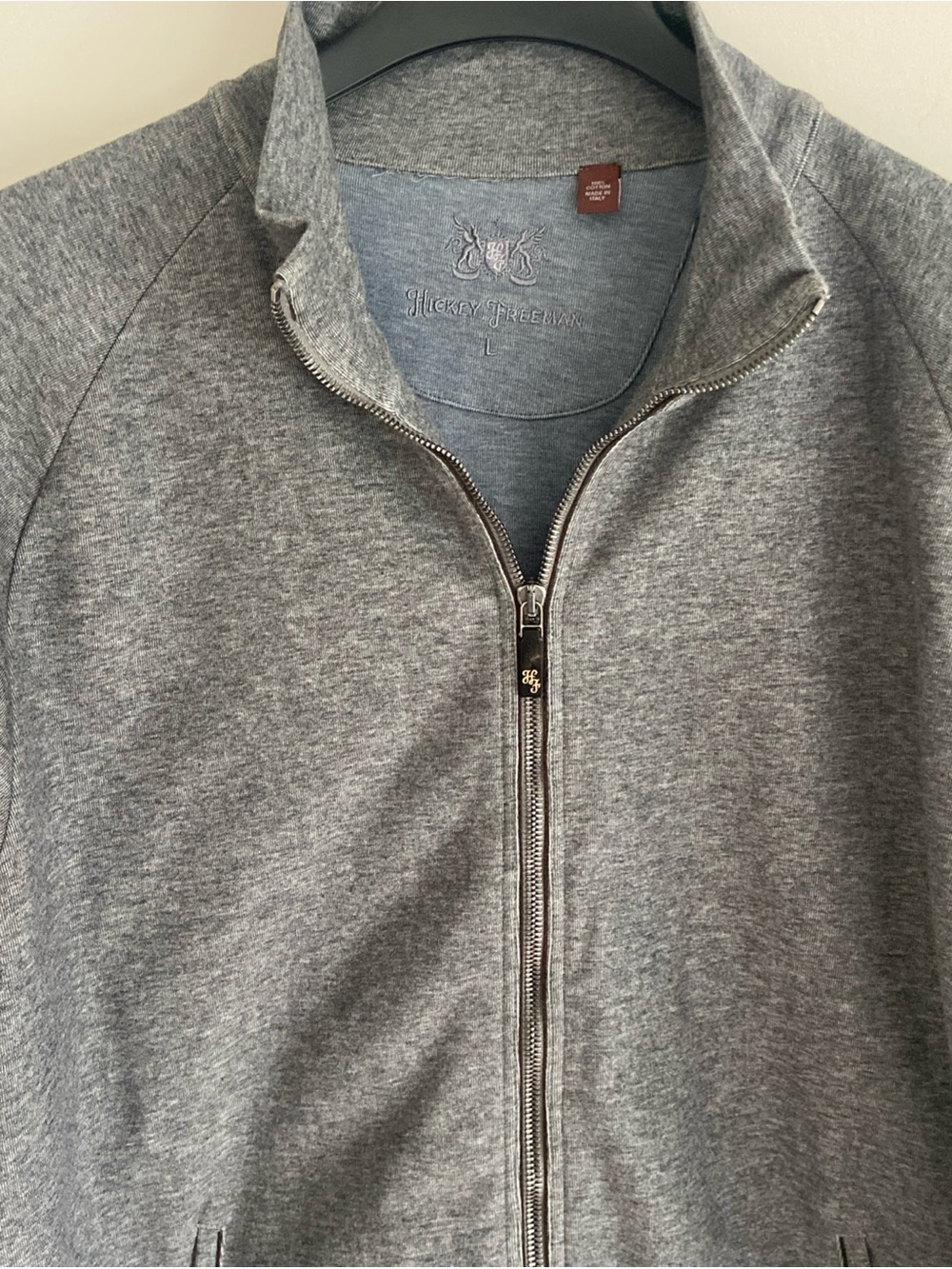 Hickey Freeman Gray Full-Zip Men's Sweater Jacket